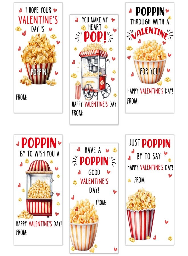 Cazhes Valentine's Day Gifts Tags Stickers, 60pcs Gift Wrap Self Adhesive Stickers, Popcorn Happy Valentine's Day Wrapping Decorations for Envelopes Present School - B04 - Image 1